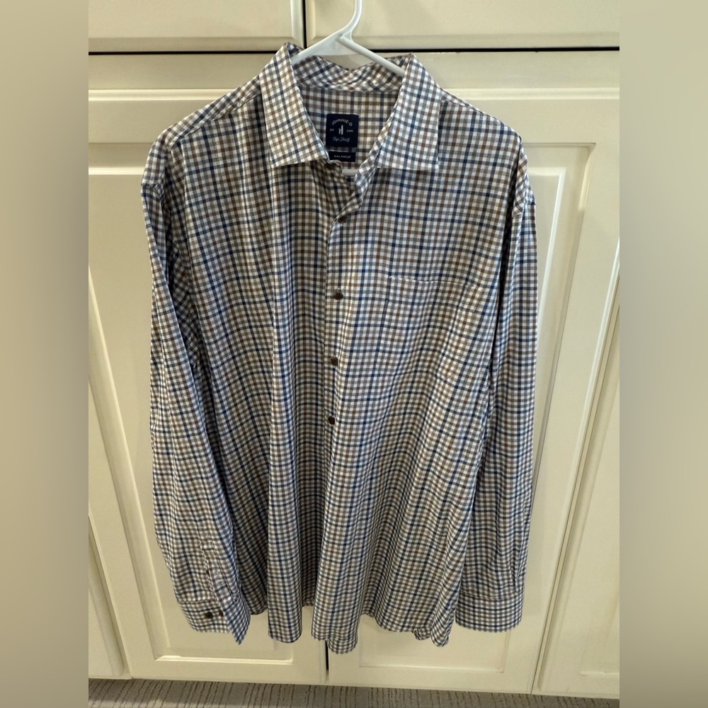 johnnie-O Brown and Blue Plaid Shirt